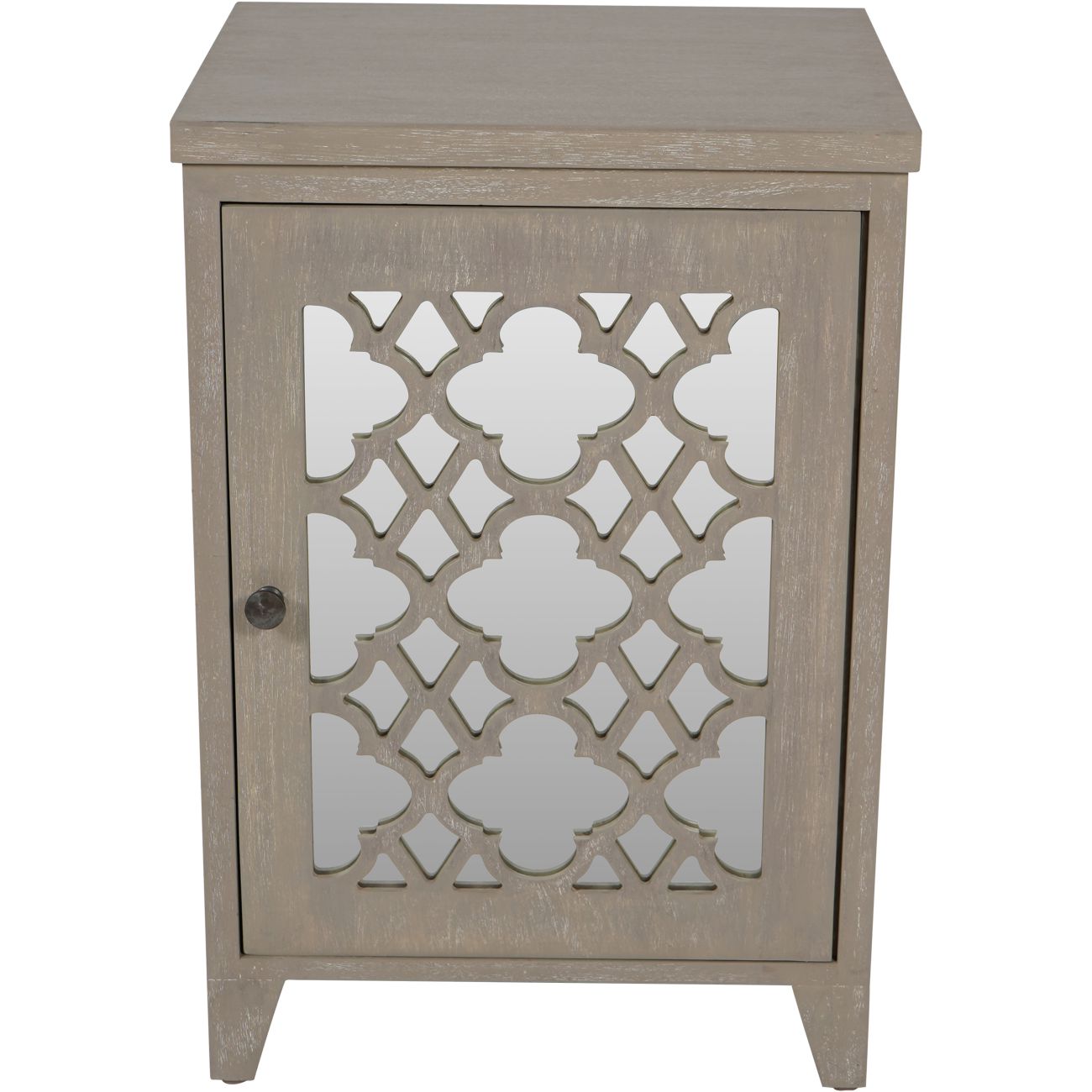 Laura Ashley Grey Greystead Wooden Mirrored Bedside Table